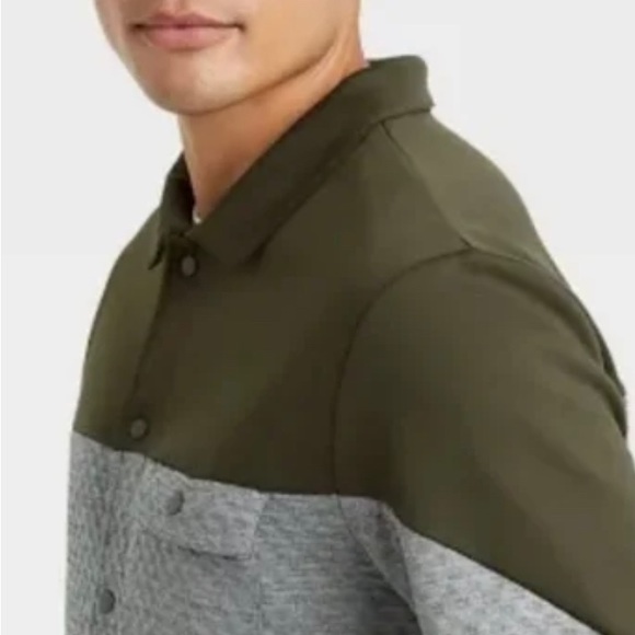 All in Motion - Jacquard Shirt Jacket (Dark green & Gray) Snap closure - Picture 2 of 14